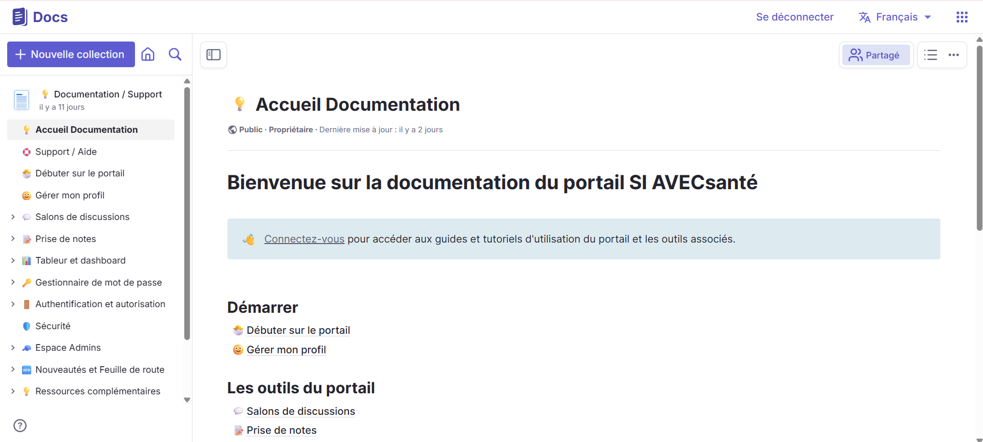 ecran_documentation_portailSIavecsante